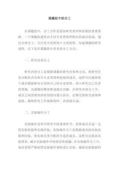 在课题组中的分工