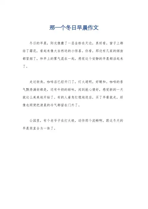 那一个冬日早晨作文
