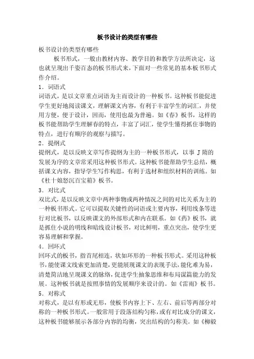 板书设计的类型有哪些（精简篇）