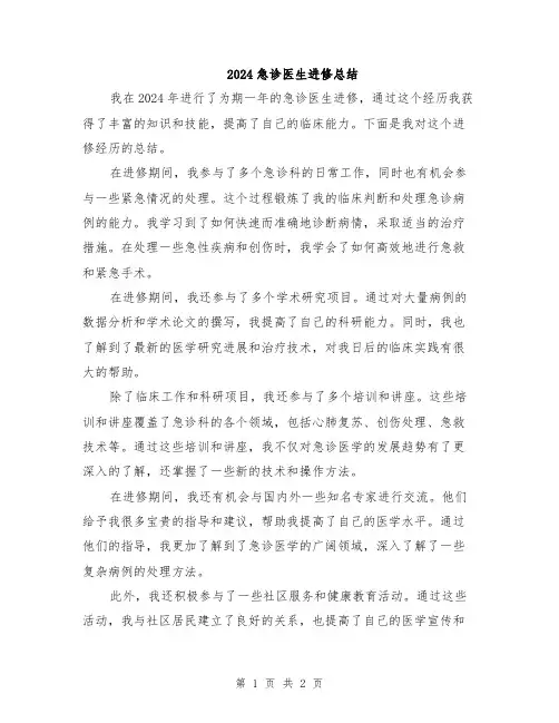 2024急诊医生进修总结