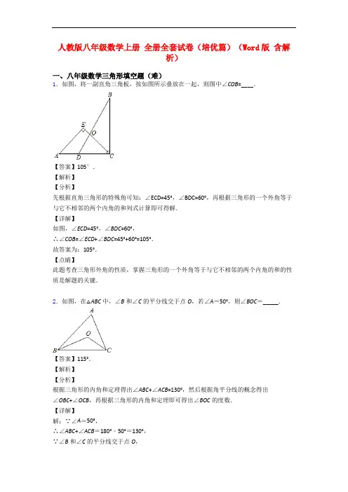 人教版八年级数学上册 全册全套试卷(培优篇)(Word版 含解析)