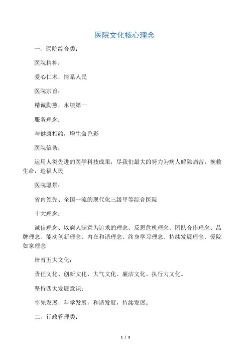 医院文化核心理念