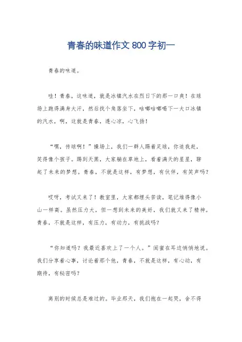 青春的味道作文800字初一