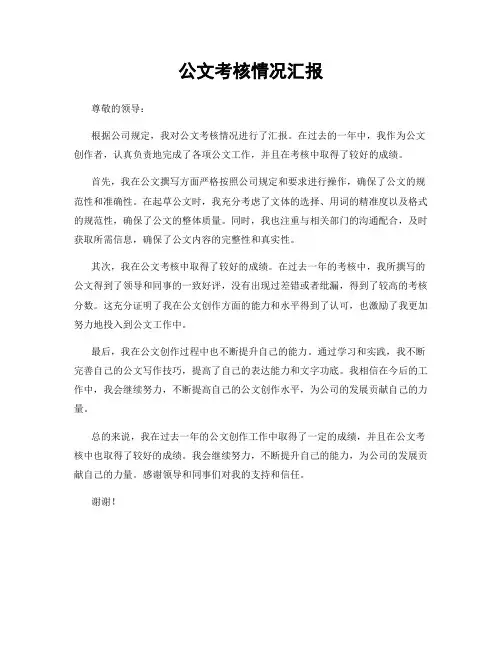公文考核情况汇报