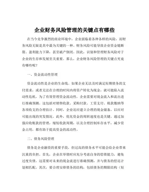 企业财务风险管理的关键点有哪些
