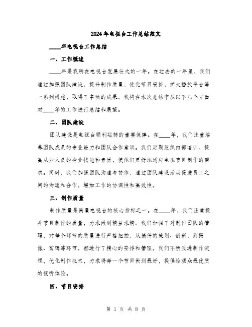 2024年电视台工作总结范文(三篇)