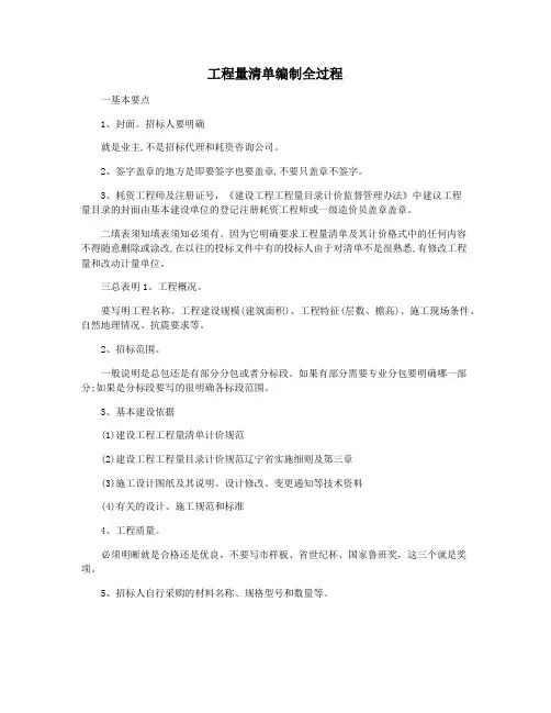 工程量清单编制全过程