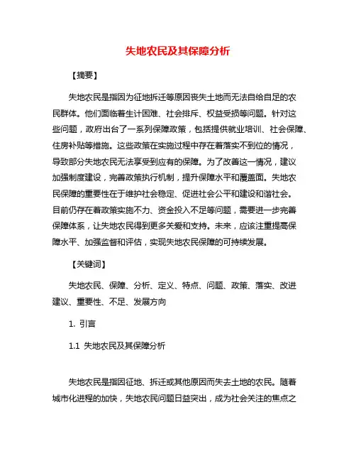失地农民及其保障分析