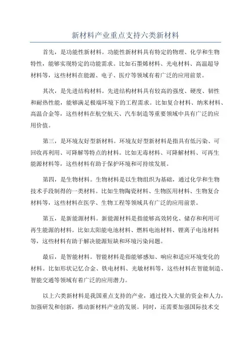 新材料产业重点支持六类新材料