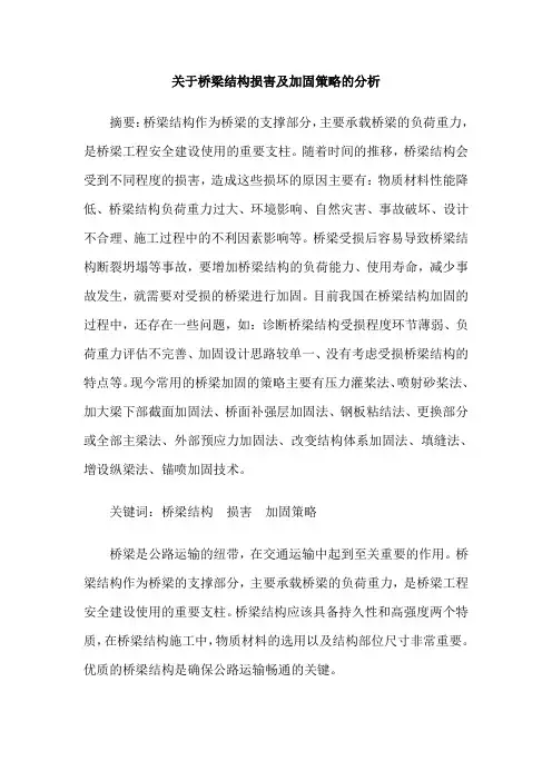 关于桥梁结构损害及加固策略的分析