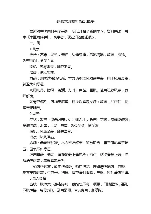 外感六淫病症辩治概要