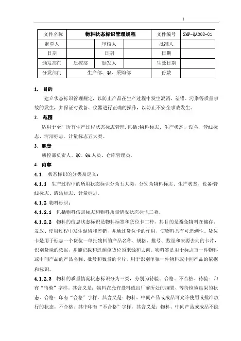 物料状态标识管理规程