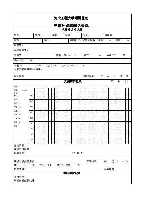 无痛分免麻醉记录单