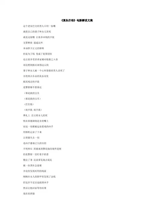 《复仇行动》电影解说文案