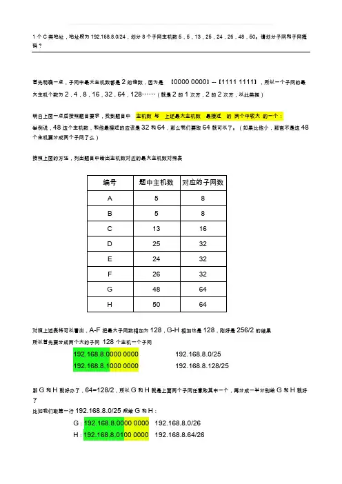 子网的划分经典例题解析