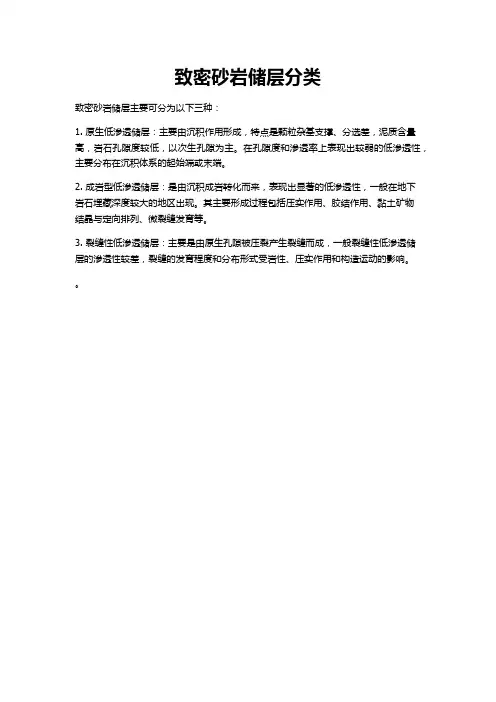 致密砂岩储层分类