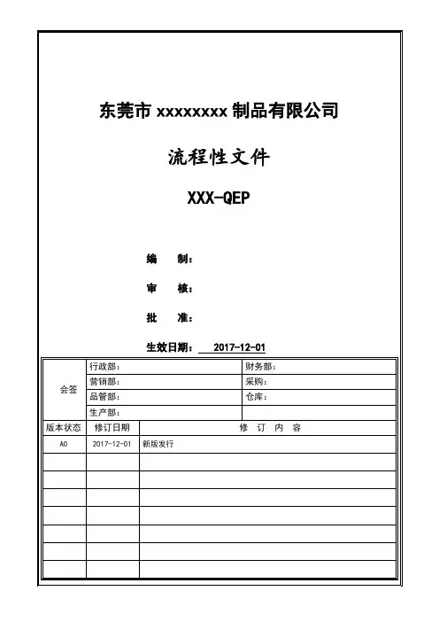 2015版ISO9001和14001一体化程序文件