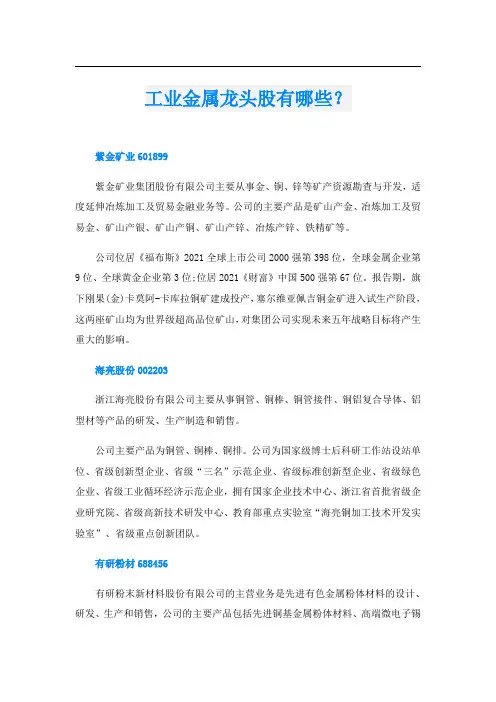工业金属龙头股有哪些？