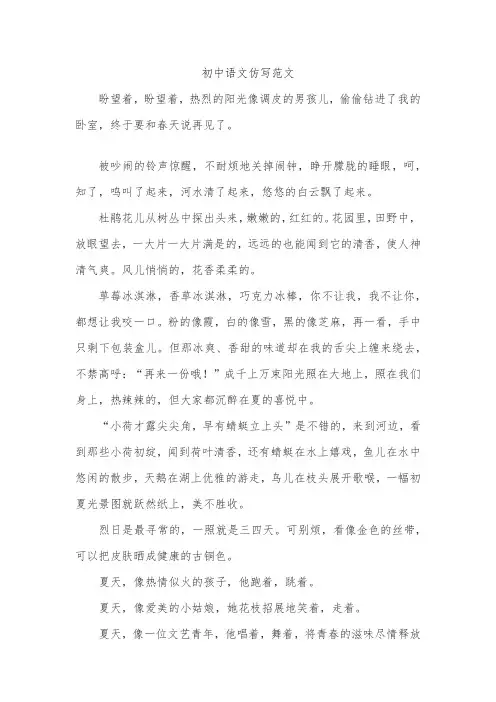 初中语文仿写范文