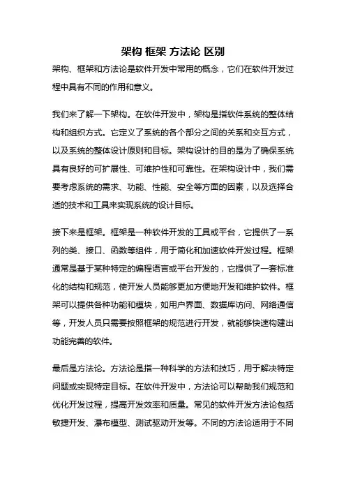 架构 框架 方法论 区别