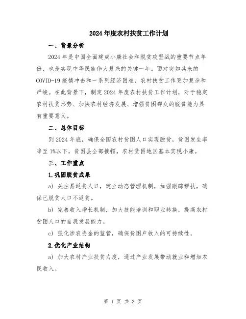2024年度农村扶贫工作计划