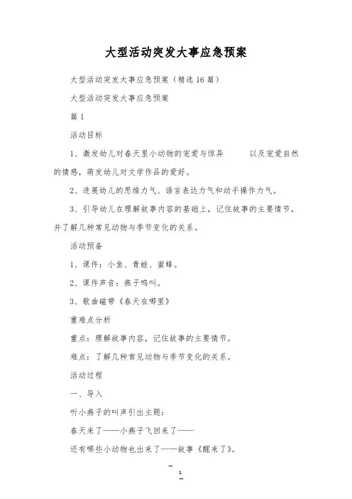 大型活动突发事件应急预案