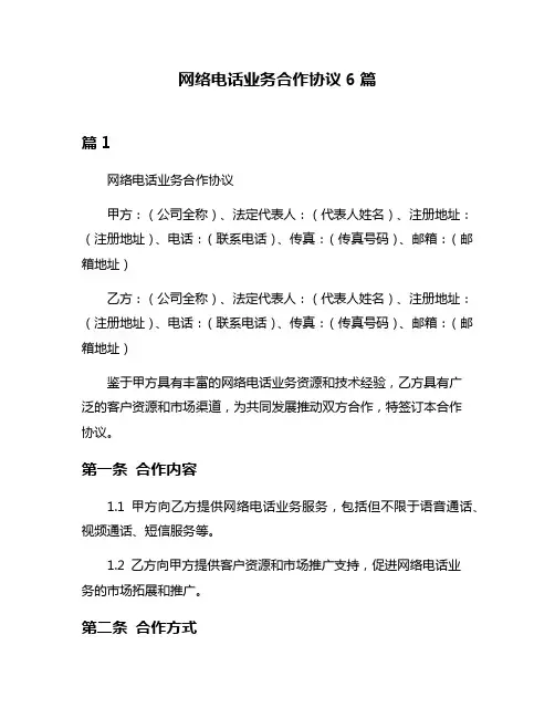 网络电话业务合作协议6篇
