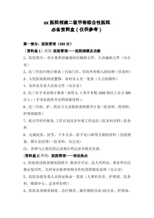 创二甲必备资料盒