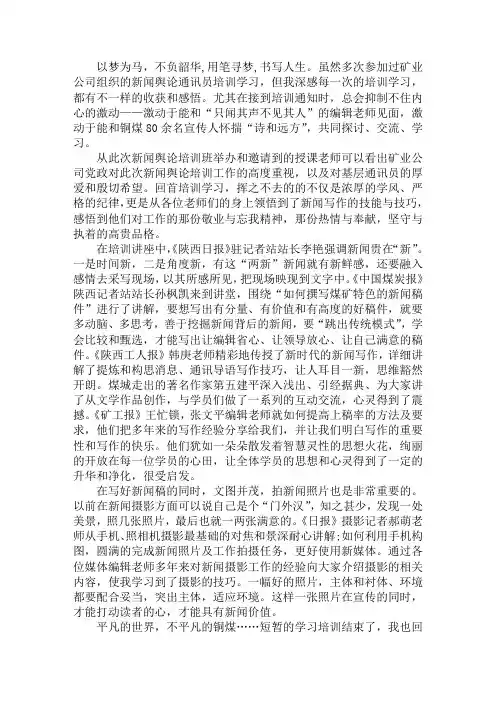 最新新闻宣传舆情培训工作总结感悟