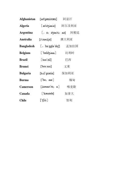 常用国家英文单词(带音标)