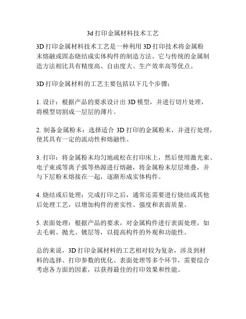 3d打印金属材料技术工艺