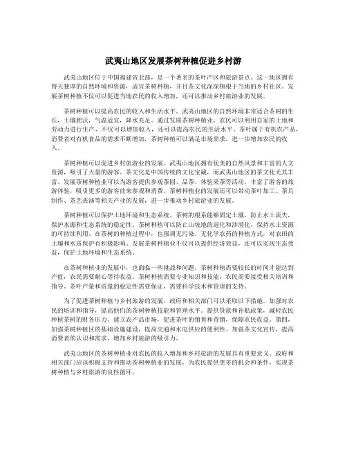 武夷山地区发展茶树种植促进乡村游