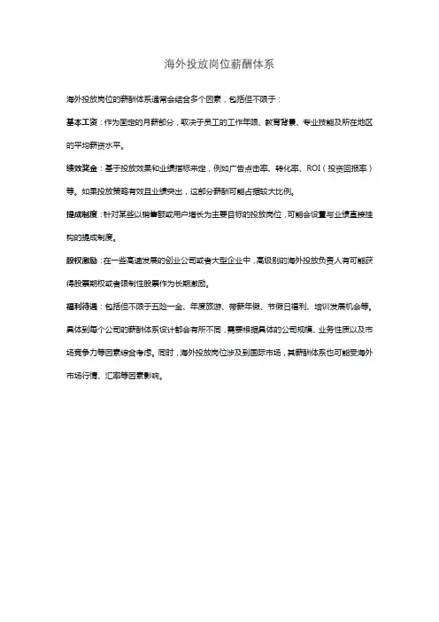 海外投放岗位薪酬体系