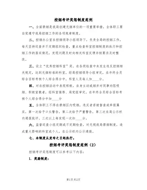 控烟考评奖惩制度范例（2篇）