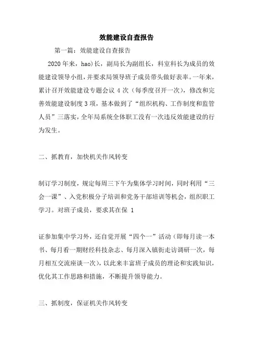 效能建设自查报告.doc
