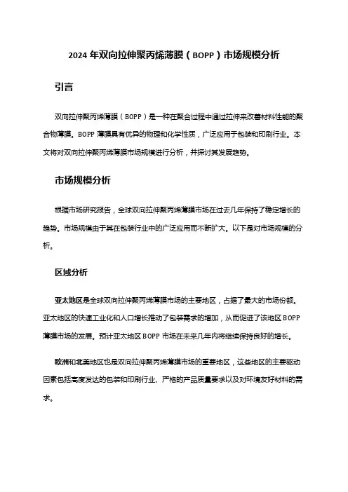 2024年双向拉伸聚丙烯薄膜(BOPP)市场规模分析