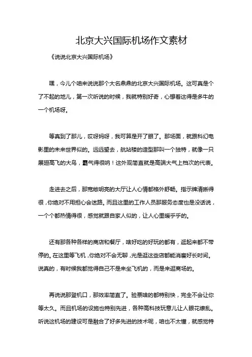 北京大兴国际机场作文素材