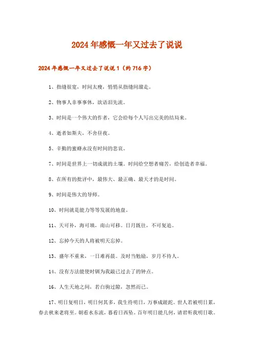 2024年感慨一年又过去了说说