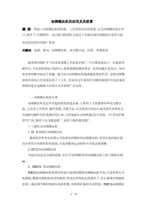 动筛跳汰机的应用及其前景(结课作业)