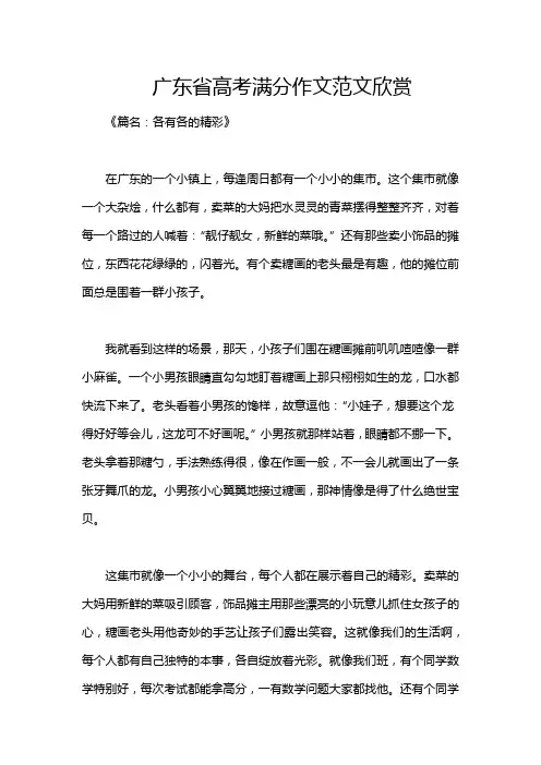 广东省高考满分作文范文欣赏