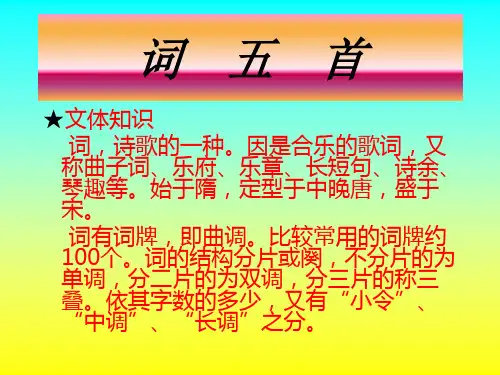人教版九年级语文25课词五首ppt