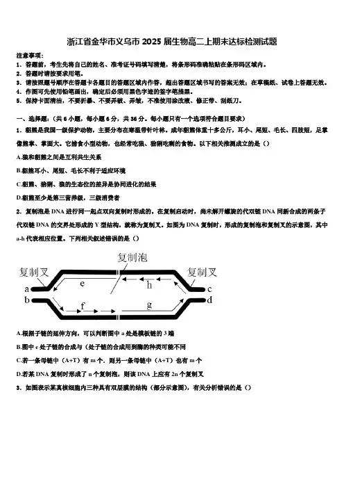 浙江省金华市义乌市2025届生物高二上期末达标检测试题含解析