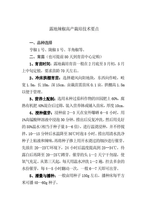 露地辣椒高产栽培技术要点