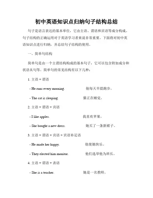 初中英语知识点归纳句子结构总结