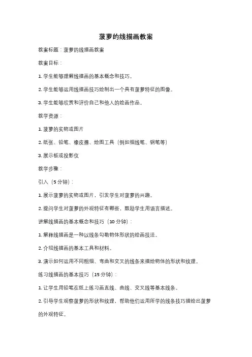 菠萝的线描画教案