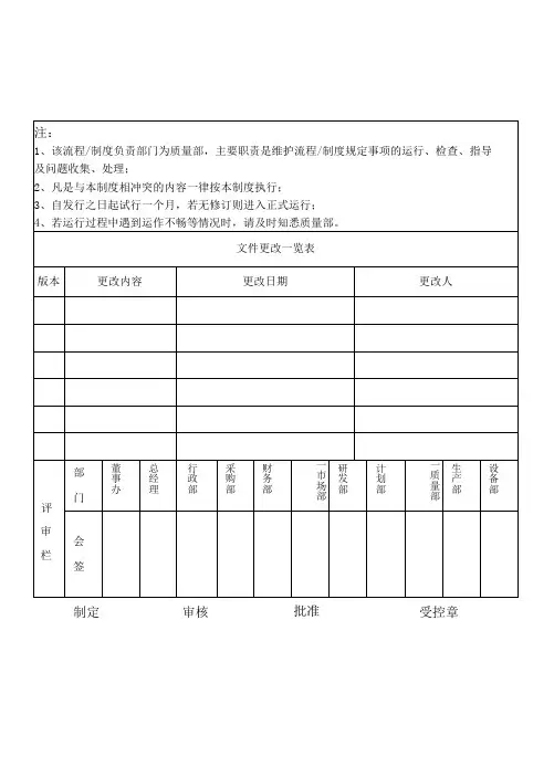 质量部部门工作手册(质量经理必备)Word可编辑