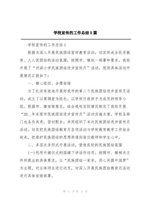 学校宣传的工作总结5篇