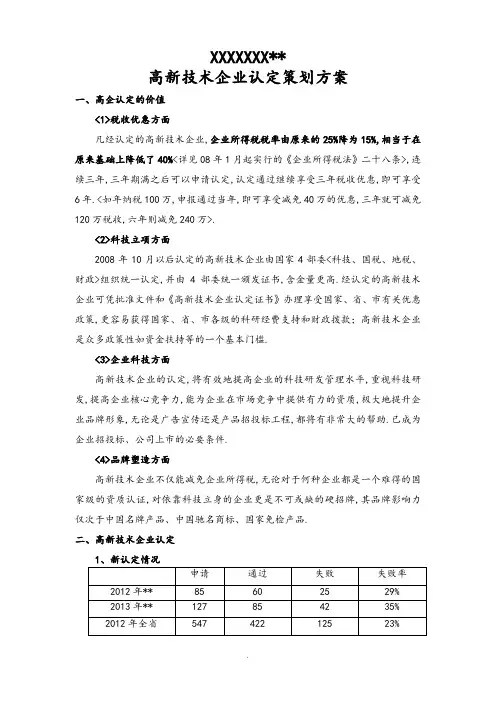 高新技术企业认定策划实施方案