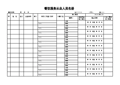 餐饮服务从业人员名册