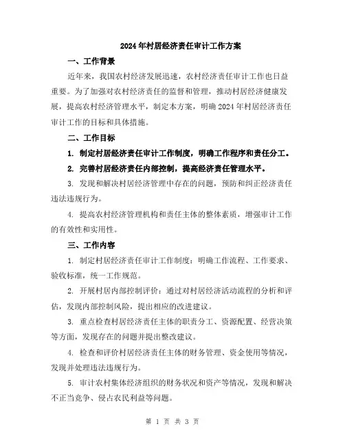 2024年村居经济责任审计工作方案